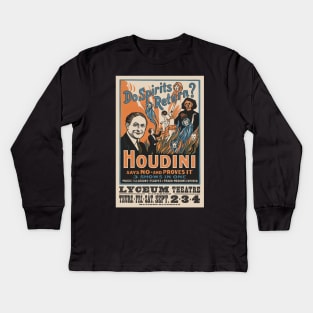 Do spirits return?  Houdini poster Kids Long Sleeve T-Shirt